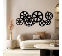 Metal Movie Reel Wall Art, Vintage Movie Decor, Modern Art Sculpture Home Decoration, Metal Artwork Decoration for Living Room,Bedroom Hallway and Stairs Nature Home Decor (Black 24L x