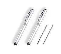 Metal Multi-Function Pen, Touch Screen Stylus, Flashlight with White Light, Infrared, Creative Christmas and Birthday Gifts (2 Silver)