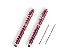 Metal multi-function pen, touch screen stylus, flashlight with white light, infrared, creative Christmas and birthday gifts (Red)