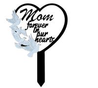 Metal Mum Memorial Stake, Mum Grave Ornaments Grave Dove Decorations Memorial Plaques Grave Marker Stake Waterproof Memorial Gifts for Loss of Mum Outdoor Garden Lawn Decoration