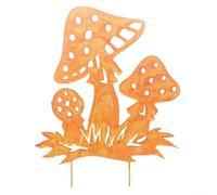 Metal Mushroom Garden Stake Outdoor Rustic Silhouette Ornament with Rusty Finish for Gardens, Terraces, Flower Beds and Balcony Planters(Rust)