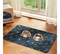 Metal Music Musical Sign,Waterproof Pet Feeding Mat,PU Leather Placemats for Cat Dog Water Bowl,Food Mats,40x60cm