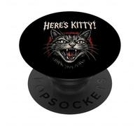 Metal Music Rock Cat Death Metal Graphic Here's Kitty! PopSockets Adhesive PopGrip