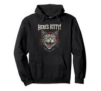 Metal Music Rock Cat Death Metal Graphic Here's Kitty! Pullover Hoodie