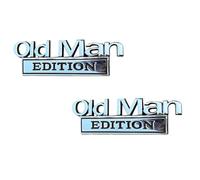 Metal Nameplate Funny Decals,3D Emblem Sticker Badge,Old Man Car Emblem,Funny Edition Nameplate Decal for Side Rear Tailgate Bumper,Waterproof Durable Sticker Badge for Car (33mm*100mm-2PC)