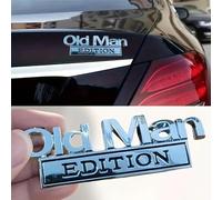 Metal Nameplate Funny Decals,3D Emblem Sticker Badge,Old Man Car Emblem,Funny Edition Nameplate Decal for Side Rear Tailgate Bumper,Waterproof Durable Sticker Badge for Car (33mm*100mm-1PC)