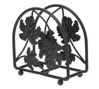 Metal Napkin Holder Desktop Storage Stand for Counter, Black | Hollow Grape Leaf Pattern, Iron Build, Stable Placement, Suits Tissues and Cocktail Napkins