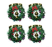 Metal Napkin Ring Set of 4 with For Festive Wreath Design for Holiday Table Settings and Multi Purpose Use on Napkins and Decorative Items