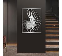 Metal Nautilus Shell Wall Art, Metal Spiral Sea Coastal Wall Artwork Decor, Black Artwork Decoration for Living Room,Bedroom Hallway and Stairs Nature Home Decor (Silver 40" L x 31" W)