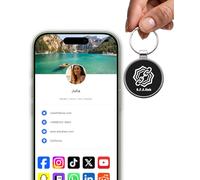 Metal NFC Keychain - Digital Business Card - Smart NFC & QR Code Contactless Sharing Tool for Social Media, Contact Info, Website & Portfolio - Compatible with iOS & Android - Black