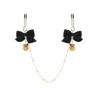 Metal Nipple Clamps Breast Clamps with Metal Toys Adult Sex Chain Bow Milk Clips for Gold Women Bells Toys Flirt Nipple with Tie Black One Size