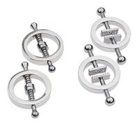 Metal Nipple Clamps Clips Stimulator Steel Nipple Breast Clamps Spring Pull Slave Bondage Flirting Women BDSM Sex Toy for Female White Short One Size