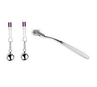 Metal Nipple Clamps Exotics Grips Non-Piercing Nipple Rings Toy & Wartenberg Wheel Bondage Set Couple Spiked Gear BDSM Toy