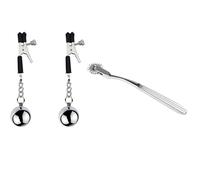 Metal Nipple Clamps Exotics Grips Non-Piercing Nipple Rings Toy & Wartenberg Wheel Bondage Set Couple Spiked Gear BDSM Toy