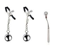 Metal Nipple Clamps Exotics Grips Non-Piercing Nipple Rings Toy & Wartenberg Wheel Bondage Set Couple Spiked Gear BDSM Toy