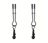 Metal Nipple Clamps with Gourd Pandent Breast Clamp Adjustable Stimulation Nipple Tools Adult BDSM Sex Toys for Women and Couples Black One Size