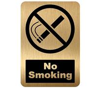 METAL No Smoking Sign Aluminium BRUSHED GOLD Warning WITH IMAGE Tin Door Notice Office Shop Warehouse School Cafe Restaurant Pub Business Premises Hotel Health Hospital Safety D2 LARGE MS29