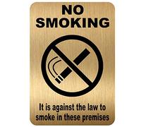 METAL No Smoking Sign It is Against The Law to Smoke in these Premises BRUSHED GOLD Aluminium IMAGE Warning Notice Office Shop Warehouse Cafe Restaurant Pub Business Hotel Health Safety 150x100mm