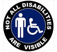 METAL Not All Disabilities Are Visible Aluminium Sign WHITE Door Notice Wheelchair Logo Disabled Disability Awareness 89mm Round Circle