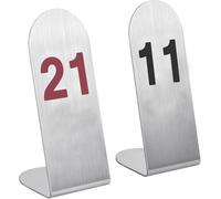Metal Number Tags 1-25/1-50, Stackable Table Number Cards Stainless Steel, Upstanding Tabletop Sign for Restaurants, 13x6x4cm, Long Usage Time(Black,1-25(13x6x4))