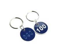 Metal Number Tags 100pcs Metal Sign Keychain Signage with Ring Digital Label Tag 1-200 Number Card Plate for Dormitory Keys(Blue,100-200)