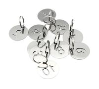 Metal Number Tags 30mm Round Number Tag 1-200 Stainless Steel Key Chain Ring ID Tags Custom Openwork Plate Pendant for Dormitory Keys(100-150)
