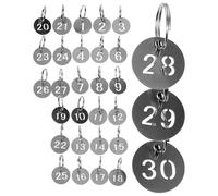 Metal Number Tags 30pcs Stainless Steel Number Plate Cards Key Rings Metal Tags 1-30 Garment Accessories Hanging Labels Locker Numbers for Dormitory Keys