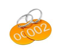 Metal Number Tags, Number 001-200 Round Tags Aluminum Plates with Keyring Sign for Key Item Mark Club ID Card(Yellow,1 100)