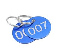 Metal Number Tags Round Tags Aluminum Plates With KeyRing Sign Number 001-200 For Key Item Mark Club ID Card Series KeyChain For Dormitory Keys(Blue,1-100)