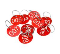 Metal Number Tags Round Tags Aluminum Plates With KeyRing Sign Number 001-200 For Key Item Mark Club ID Card Series KeyChain For Dormitory Keys(Red,1-100)