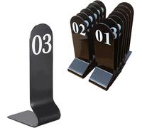 Metal Number Tags Stackable, Standing Table Number, Digital Sign Seat Card 1-10/20, Black/Red, Double-Sided Tabletop Sign for Restaurants(Black,1-20)