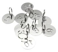 Metal Number Tags with Rings, Stainless Steel Silver 30mm Round 1-200 Key Chain ID Pendant Openwork Plate