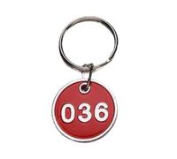 Metal Numbered Tag with Key Ring Aluminium Sequential Numbers Disc Baggage Checkroom Locker Gym Sauna Club(Red,1-100)