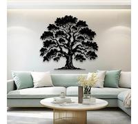 Metal Oak Tree Wall Art, Large Modern Rustic Tree of Life Silhouette Wall Hanging Decor for Living Room Bedroom Farmhouse Porch, Nature Hanging Artwork, Housewarming Gift (Black 28"L x 28"W