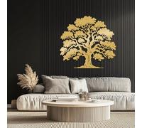 Metal Oak Tree Wall Art, Large Modern Rustic Tree of Life Silhouette Wall Hanging Decor for Living Room Bedroom Farmhouse Porch, Nature Hanging Artwork, Housewarming Gift (Gold 24"L x 24"W)