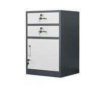 Metal Office Cabinet with Lockable File Drawers Adjustable Shelves Mobile 4 Drawer Unit for Home Office Modern White and Blue Design Secure Storage Solution