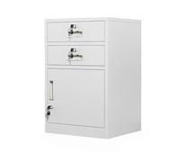 Metal Office Storage Cabinet with Adjustable Shelves and Lockable Filing Drawer White Mobile File for Home Office