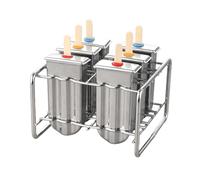Metal on the handle, stainless steel handle, homemade mould, 6 stainless steel ice cream, 100 wooden poles, with holder base, homemade quality and robust ensures durability