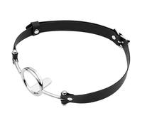 Metal Open Mouth Gag BDSM Oral O Ring Gag Bondage Restraints for Female Flirting Tongue Depressor (Silver)
