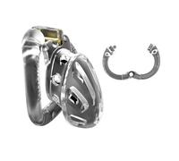 Metal Openable Ring Design Plastic Male Chastity Cage Penis Ring Vent Hole Cock Cage Sex Toys Chastity Underwear White S-Short