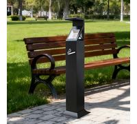 Metal Outdoor Ashtray with Lid, Adjustable Floor Standing Design for Patio, Home, and Office Use