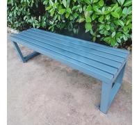 Metal Outdoor Backless Bench for 2 People - Slatted Seat Garden Chair Patio Furniture for Entryway Porch Lawn & Yard - 59.05in Gray Park Bench Clearance