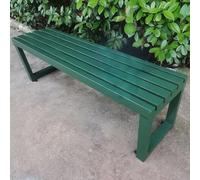 Metal Outdoor Backless Park Bench for 2 People - Slatted Seat Garden Chair Patio Furniture for Entryway Porch Yard Lawn - Green 59.05in (150cm) Clearance