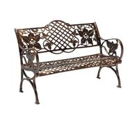 Metal Outdoor Bench with Backrest and Armrests, Weatherproof and Ground-Fixing for Park, Garden, Patio, and Lounge