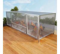 Metal Outdoor Chicken Coop With Lockable Door & Run For 6-8 Chickens, Durable Poultry Cage For Ducks & Rabbits, Easy Assembly, Spacious 150X58X62Cm, Weatherproof Design,Natural-150 cm L x 58 cm W x 6