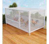 Metal Outdoor Chicken Coop With Lockable Door & Run For 6-8 Chickens, Durable Poultry Cage For Ducks & Rabbits, Easy Assembly, Spacious 150X58X62Cm, Weatherproof Design,White-100 cm L x 58 cm W x 62