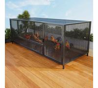 Metal Outdoor Chicken Coop With Lockable Door & Run For 6-8 Chickens, Durable Poultry Cage For Ducks & Rabbits, Easy Assembly, Spacious 150X58X62Cm, Weatherproof Design,Black-150 cm L x 58 cm W x 62