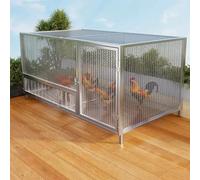 Metal Outdoor Chicken Coop With Lockable Door & Run For 6-8 Chickens, Durable Poultry Cage For Ducks & Rabbits, Easy Assembly, Spacious 150X58X62Cm, Weatherproof Design,Natural-100 cm L x 58 cm W x 6