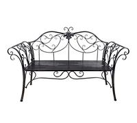 Metal Outdoor Patio Bench with Backrest & Armrests for Garden, Lawn, Balcony, Porch, Backyard - 15 Color Options Available (Color: J)