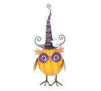 Metal Owl and Ghost Ornament Something Different Orange One Size